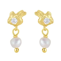 Nava Avani øredobber i forgylt sølv hvit zirkon