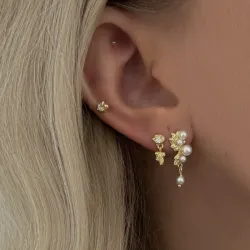 Nava Enya øredobber i forgylt sølv hvit zirkon