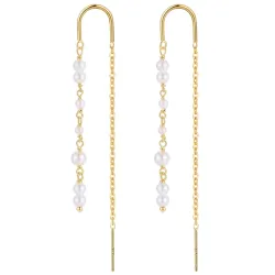 Nava Ekans perle kjedeøreringer i forgylt sølv