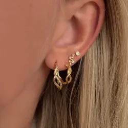 Nava Fang zirkon øredobber i forgylt sølv hvit zirkon