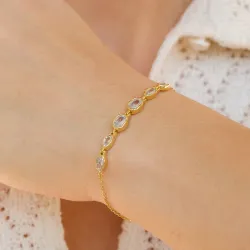 Nava Akhen armbånd i forgylt sølv hvit zirkon