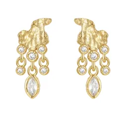 Nava Semat øredobber i forgylt sølv hvit zirkon