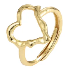 Nava Samoa hjerte justerbar ring i forgylt sølv