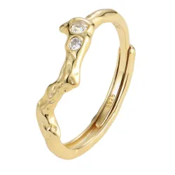 Nava Samui justerbar ring i forgylt sølv hvit zirkon