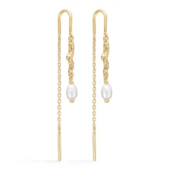 Studio Z Tangled perle ear lines i forgylt sølv