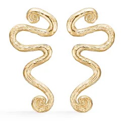 Studio Z Wave ørestikker i forgylt sølv