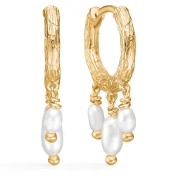 Studio Z Twine perle creol i forgylt sølv