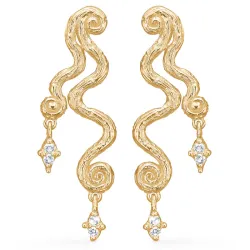 Studio Z Wave øredobber i forgylt sølv hvit zirkon