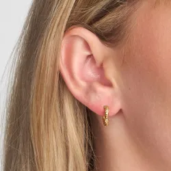 Studio Z Glint creol i forgylt sølv hvit zirkon