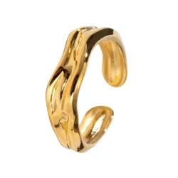 Khaai Studio Drift justerbar ring i forgylt stål