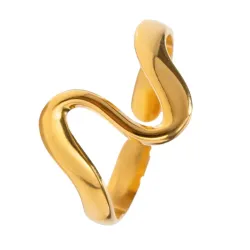Khaai Studio Wave justerbar ring i forgylt stål