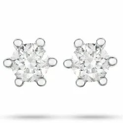 2 x 0,10 ct diamant solitaireørepynt i 14 karat hvitt gull med diamant 