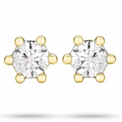 2 x 0,20 ct solitaireørepynt i 14 karat gull med diamant