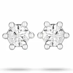 2 x 0,20 ct diamant solitaireørepynt i 14 karat hvitt gull med diamant