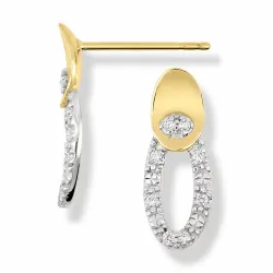 øredobber i 9 karat gull med rhodium med zirkon