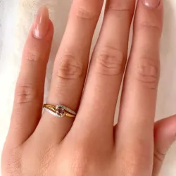 zirkon ring i 9 karat gull med 9 karat hvitt gull - Gold Collection