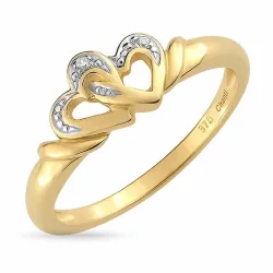 hjerte zirkon ring i 9 karat gull med rhodium - Gold Collection