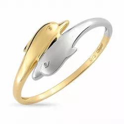 delfin ring i 9 karat gull med rhodium