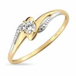 zirkon ring i 9 karat gull med 9 karat hvitt gull - Gold Collection