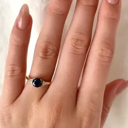 blå syntetisk safir ring i 9 karat gull - Gold Collection
