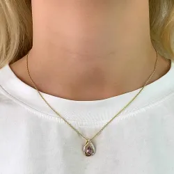 dråpe ametyst anheng i 9 karat gull med rhodium