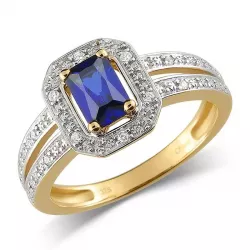 blå gull ring i 9 karat gull med rhodium