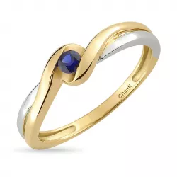 blå ring i 9 karat gull med rhodium