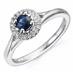 oval diamantring i 14 karat hvitt gull 0,08 ct 0,38 ct
