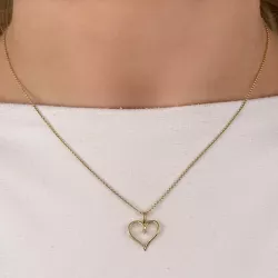 hjerte diamant anheng i 14 karat gull 0,01 ct
