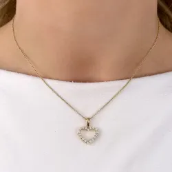 hjerte anheng i 14 karat gull 0,39 ct