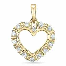 hjerte diamant anheng i 14 karat gull 0,26 ct