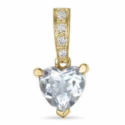hjerte kvarts anheng i 14 karat gull 0,03 ct 0,80 ct