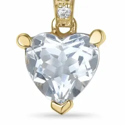 hjerte kvarts anheng i 14 karat gull 0,03 ct 0,80 ct