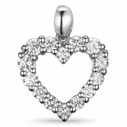 hjerte diamantanheng i 14 karat hvitt gull 0,54 ct