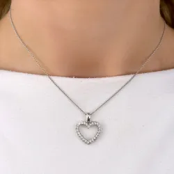 hjerte diamantanheng i 14 karat hvitt gull 0,46 ct