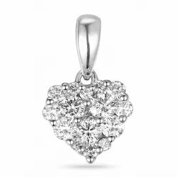 hjerte diamant anheng i 14 karat hvitt gull 0,35 ct