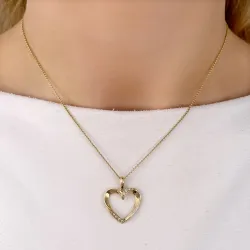 hjerte diamantanheng i 14 karat gull 0,08 ct