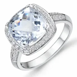 firkantet diamantring i 14 karat hvitt gull 0,27 ct 4,00 ct