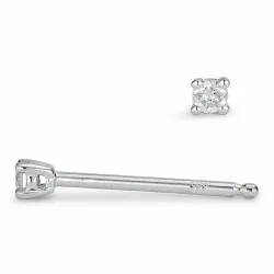 2 x 0,02 ct solitaireørepynt i 14 karat hvitt gull med diamant