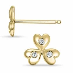 blomst diamant ørestikker i 14 karat gull med diamant 