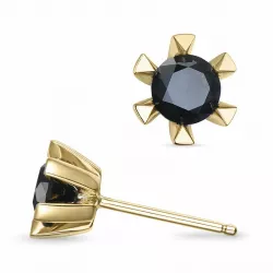 2 x 0,50 ct svart solitaireørepynt i 14 karat gull med svart diamant 