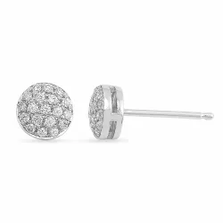 runde diamantøredobb i 14 karat hvitt gull med diamant 