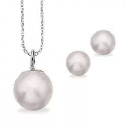 Scrouples perle sett med øredobber og anheng i sølv