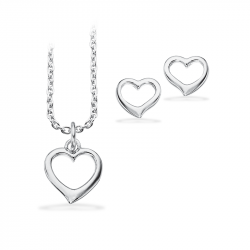 Scrouples hjerte sett med øredobber og halskjeder i sølv