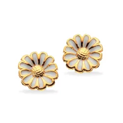 7,5 mm Scrouples margeritt øredobber i forgylt sølv hvit emalje
