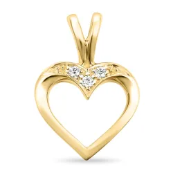 hjerte diamant anheng i 14 karat gull 0,02 ct