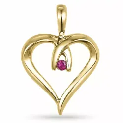 hjerte rubin anheng i 14 karat gull 0,04 ct