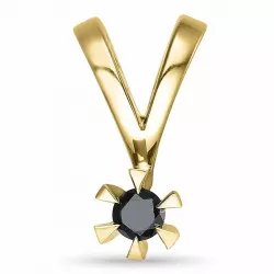 svart diamant anheng i 14 karat gull 0,10 ct
