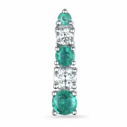 langt smaragd diamantanheng i 14 karat hvitt gull 0,20 ct 0,31 ct