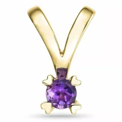 hjerte lilla ametyst anheng i 14 karat gull 0,22 ct